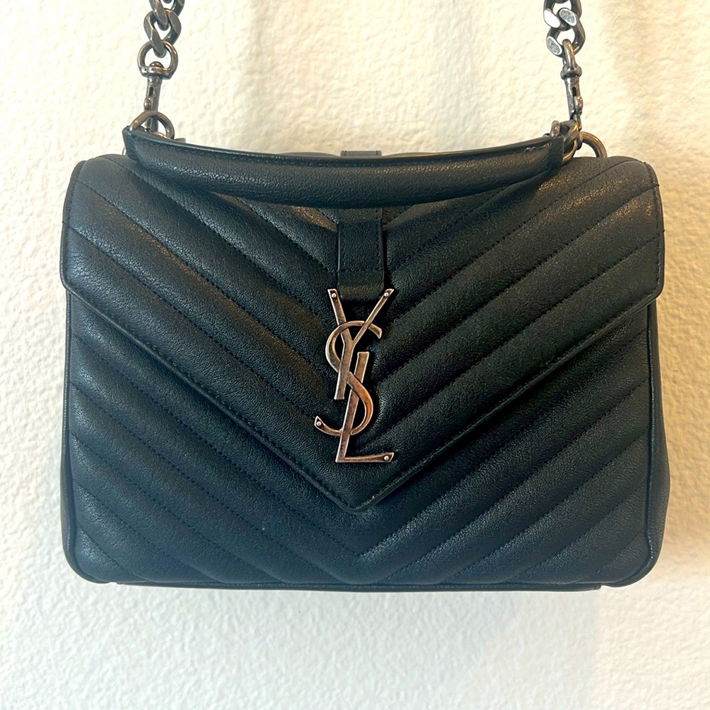 Saint Laurent black and metal cross body handbag. Mint condition.